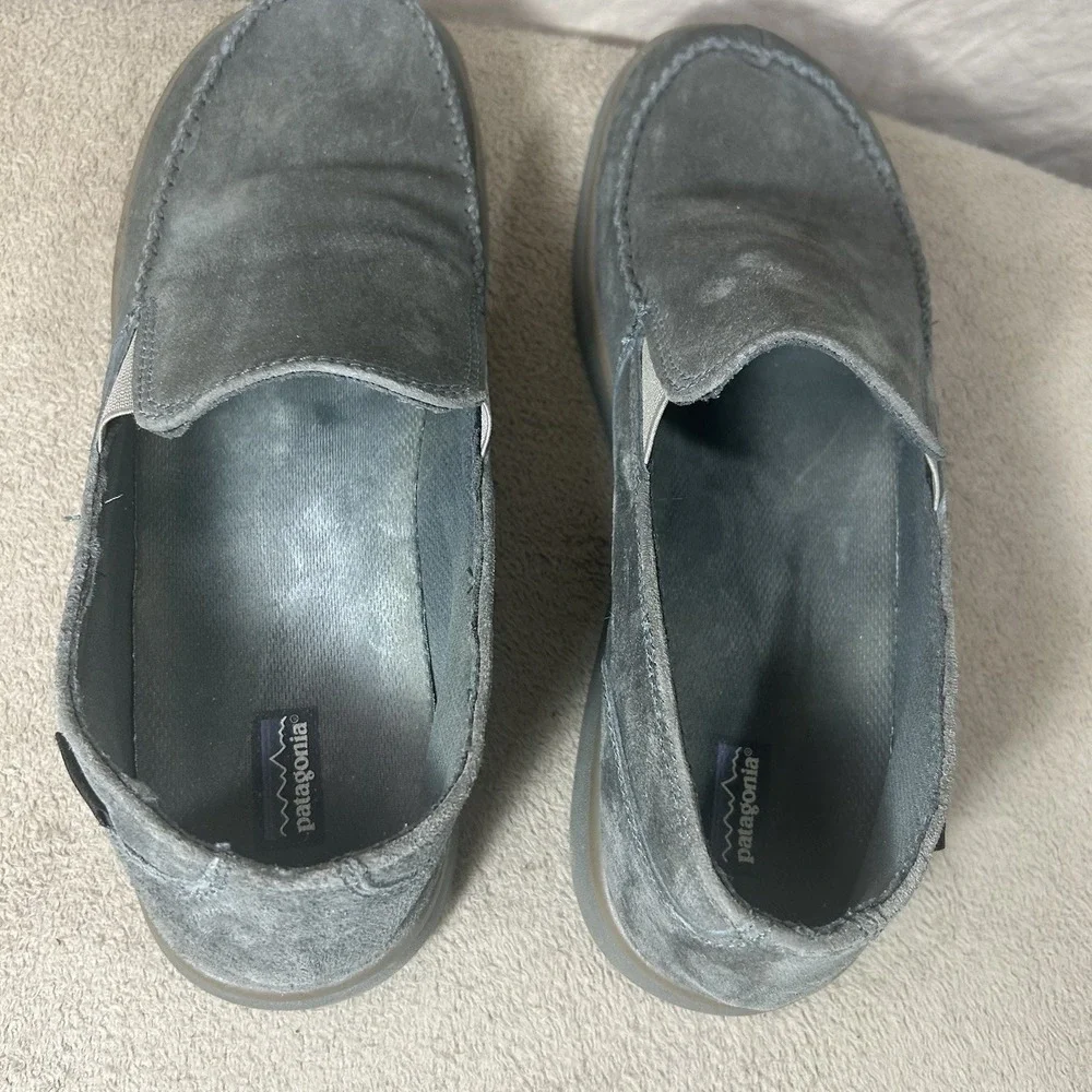 Patagonia Slip On Loafers Mens 12 Gray Suede Leather Moc Casual Shoes